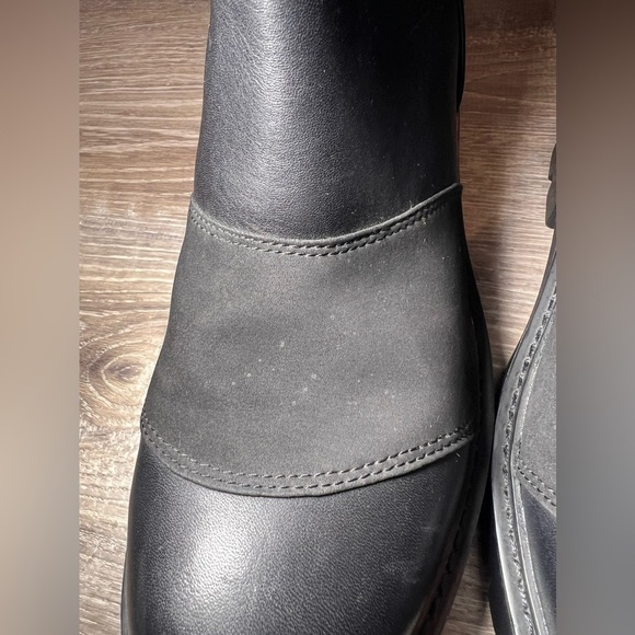 UGG Stockton Boot Black Leather Cutout Combat Ankle Boot Women’s Size 10 - Picture 6 of 10